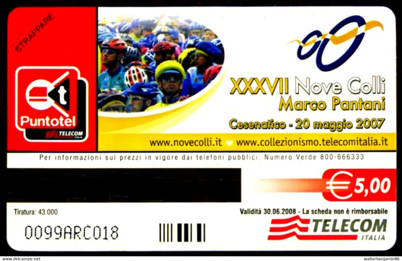 G 2247 749 C&C 4351 SCHEDA TELEFONICA NUOVA NOVE COLLI PANTANI - PROVA ARC - Special Uses