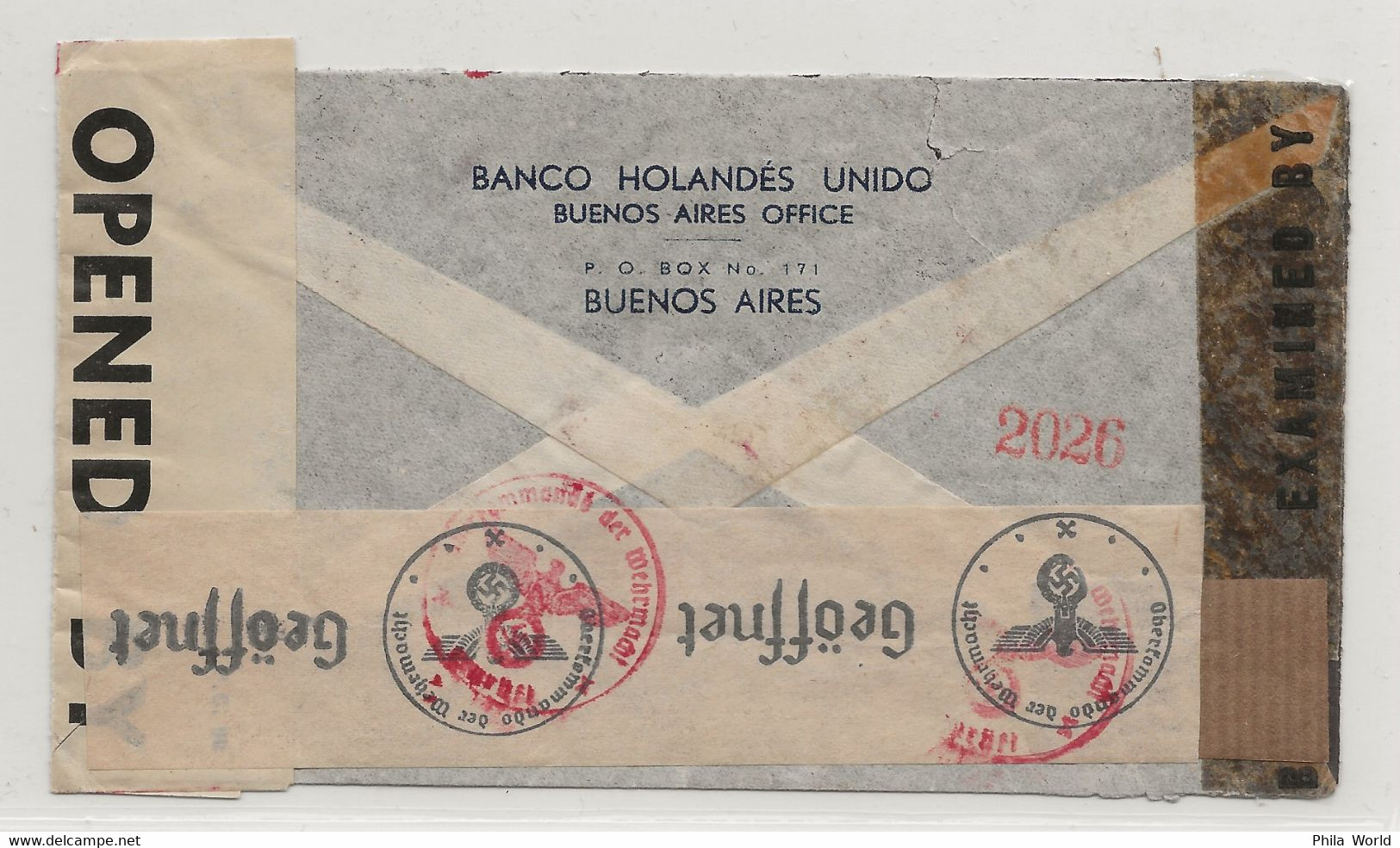 ARGENTINA WW2 1943 Buenos Aires Air Mail Cover > SWITZERLAND Suiza PANAGRA Censortape Bermuda EXAMINED 1176 - Covers & Documents