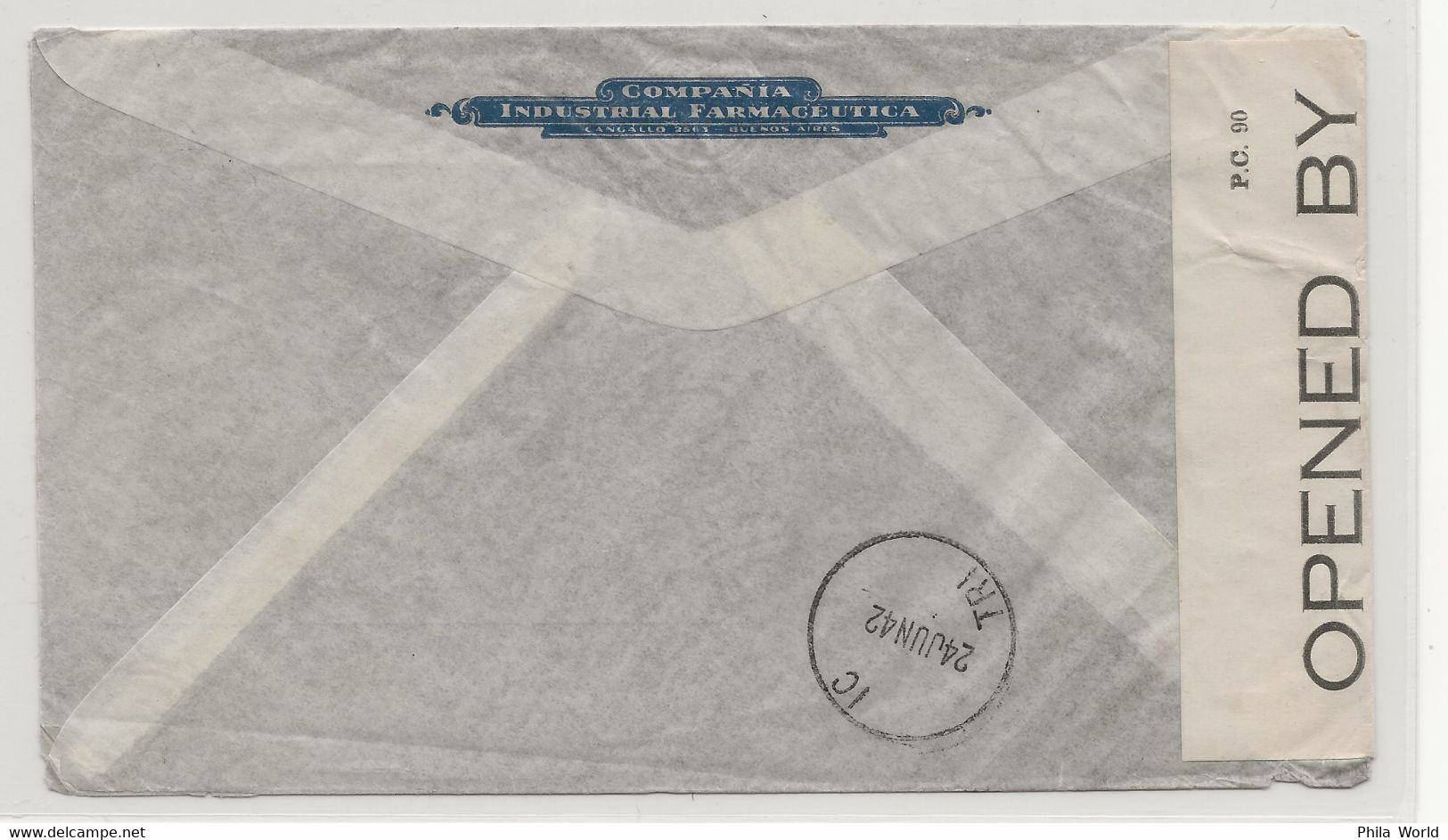 ARGENTINA WW2 1942 Buenos Aires Air Mail Cover > USA TRINIDAD Censortape EXAMINED 8079 - Brieven En Documenten