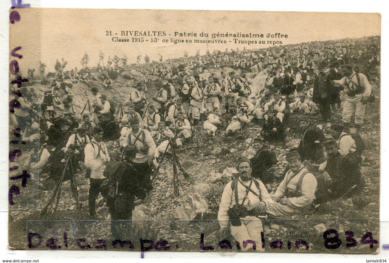 - 21- ( P. O ) - RIVESALTES - Patrie Du Généralissime Joffre,  Classe 1915, 53 éme De Ligne, Rare, Soldats, Pli,  Scans. - Sonstige & Ohne Zuordnung
