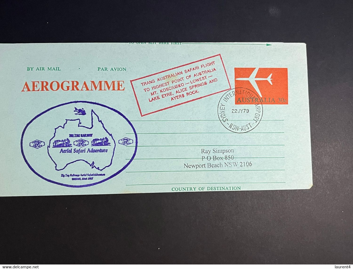 (4 Oø 44) Australia Aerogramme (1) Aviation - 1979 - Aerograms