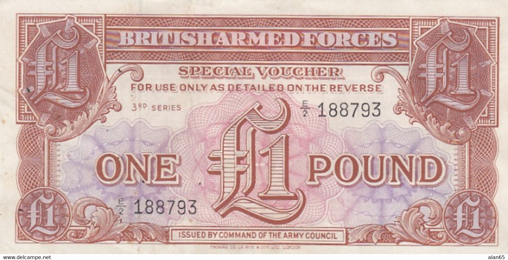 Great Britain #M29, 1 Pound 1956 British Armed Forces Special Voucher Note - British Armed Forces & Special Vouchers