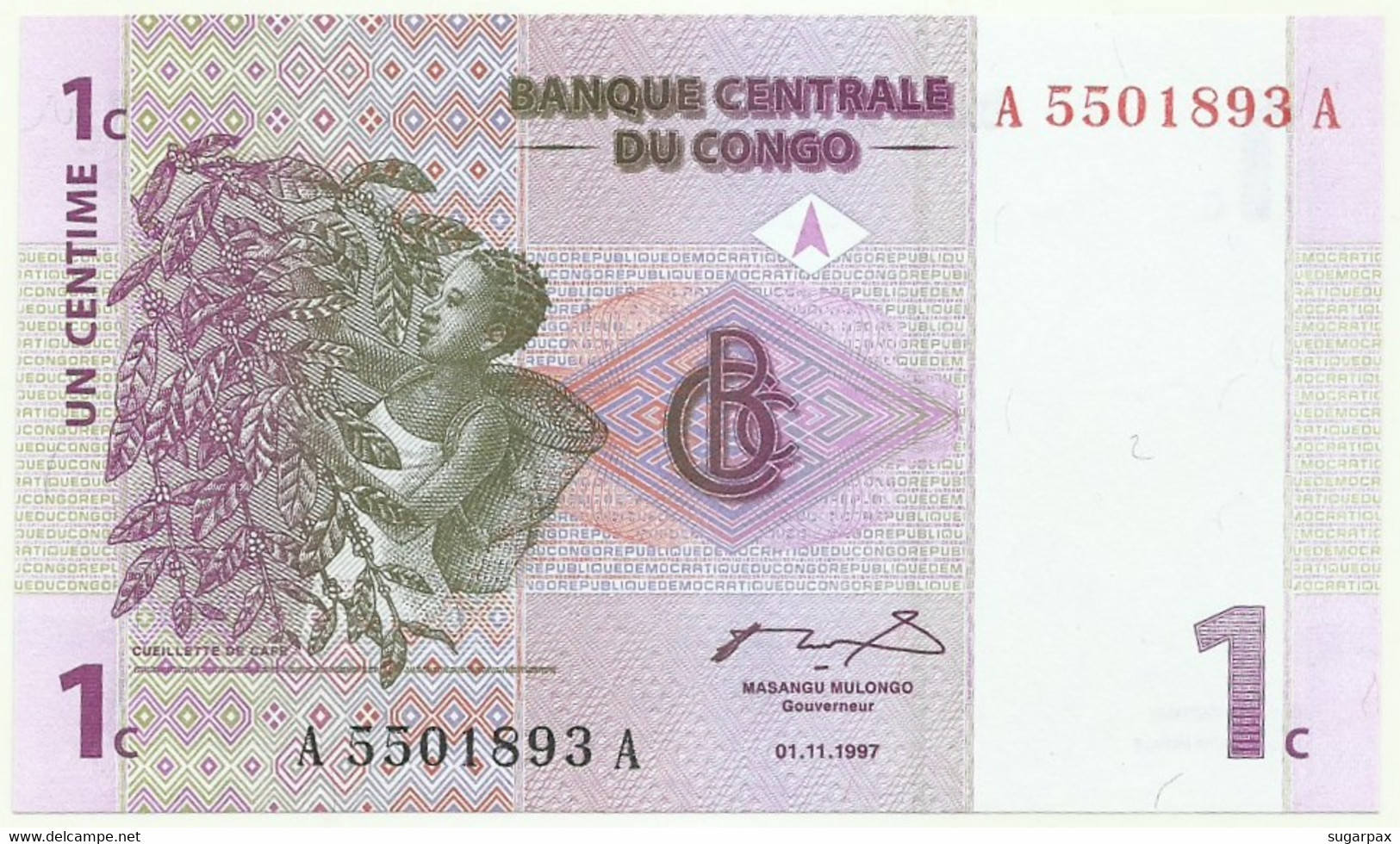 Congo Democratic Republic - 1 Centime - 01.11.1997 - Pick 80 - Unc. - Demokratische Republik Kongo & Zaire