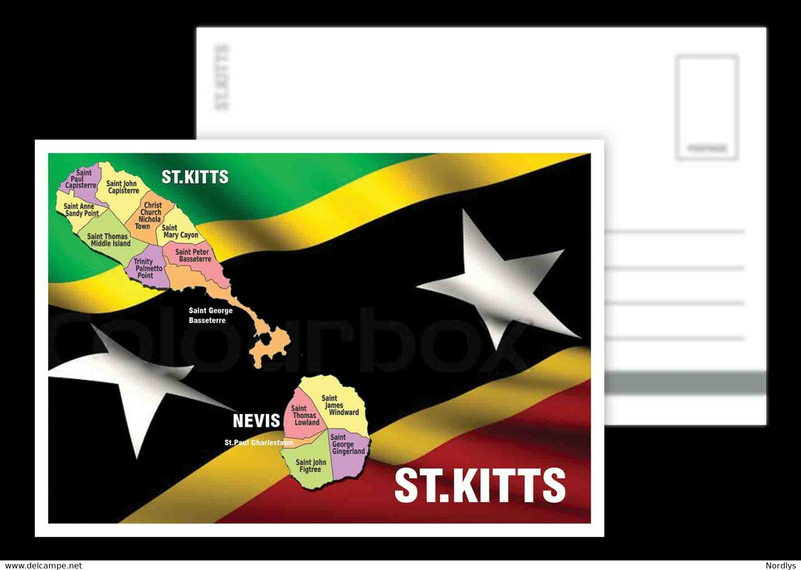 Saint Kitts And Nevis / St.Kitts / Postcard / View Card / Map / Flag - Saint Kitts En Nevis