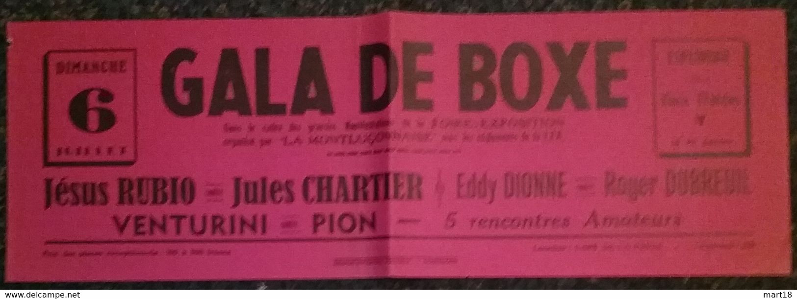 Affiche Bandeau - Gala De BOXE à Montluçon (03) - Années 1950 - VENTURINI Contre PION, DIONNE Contre DUBREUIL - Sonstige & Ohne Zuordnung