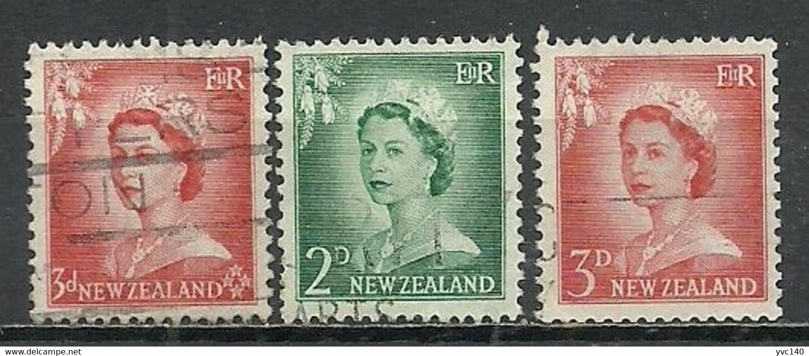 New Zealand ; 1953-55 Issue Stamps "Queen Elizabeth II" - Used Stamps