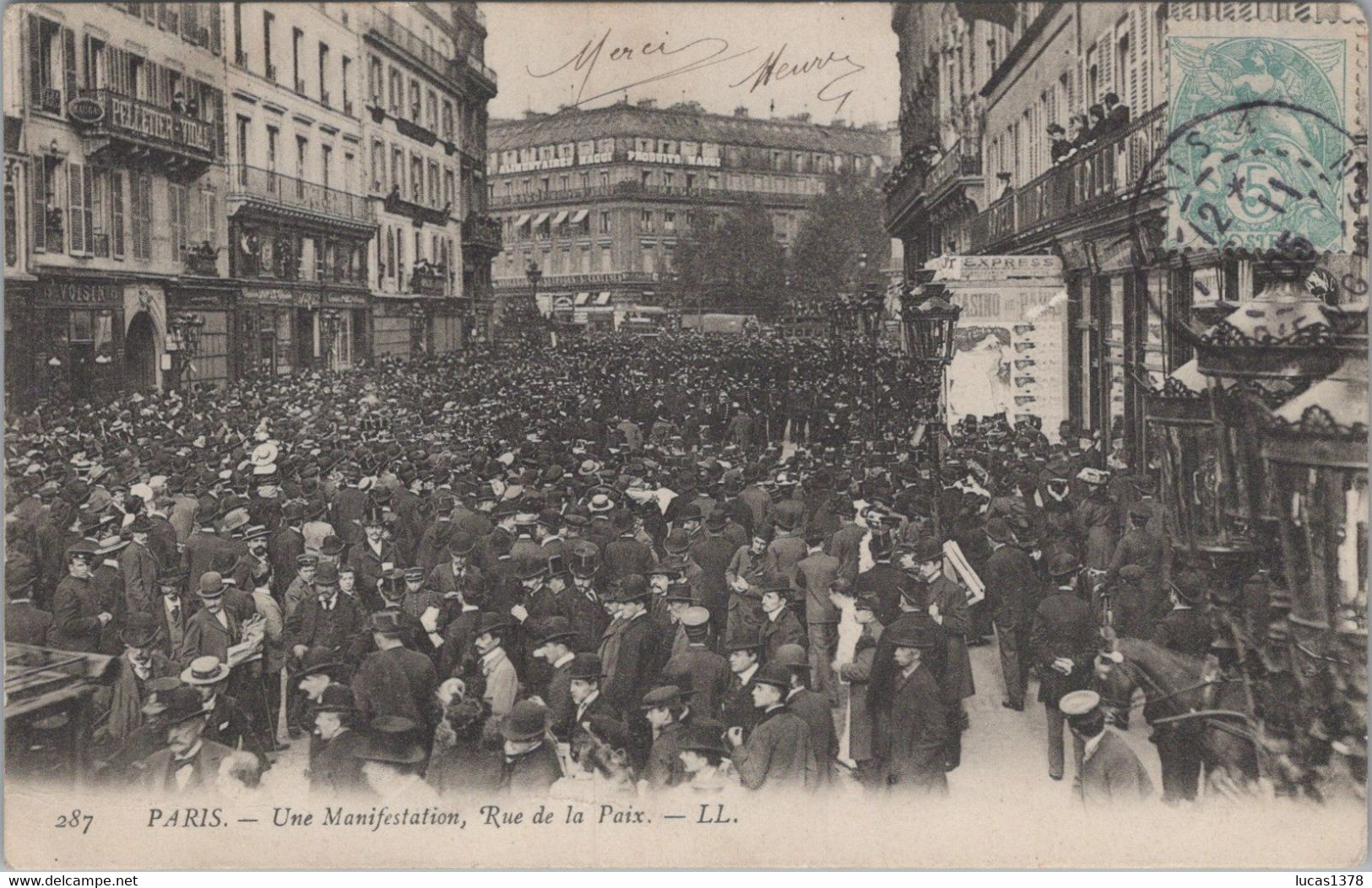 75 / PARIS / UNE MANIFESTATION / RUE DE LA PAIX / TRES JOLI PLAN - Grèves