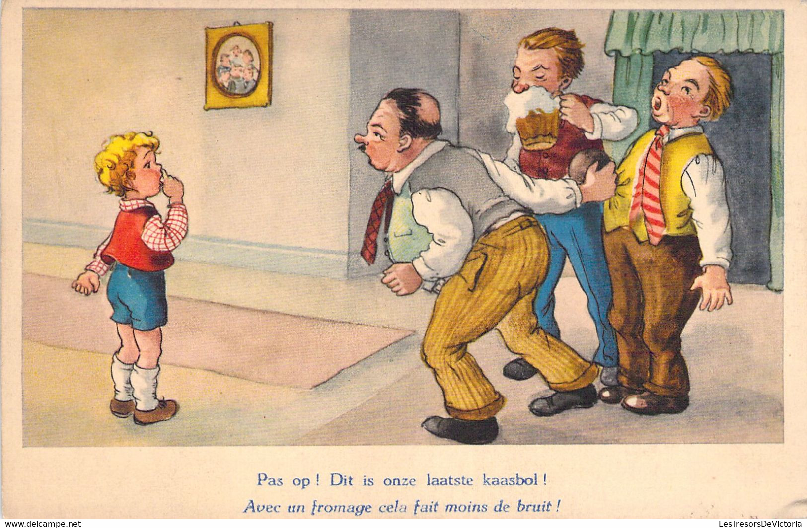 HUMOUR - Illustration Non Signée - Avec Un Fromage Cela Fait Moins De Bruit - Carte Postale Ancienne - Humour