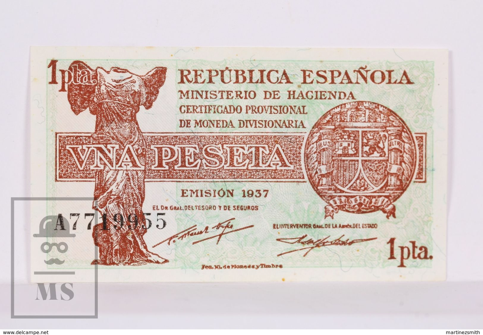 Banknote Spain -  1 Peseta – Year 1937 – Nike Of Samonthrace, Cibeles - Condition VF - Pick 94 - 1-2 Pesetas