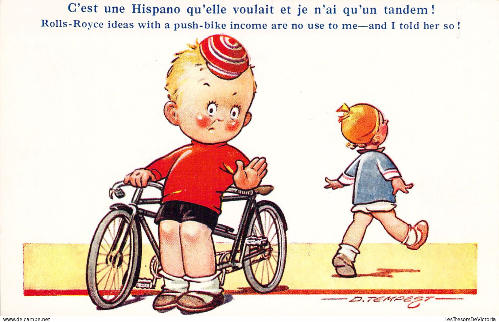 HUMOUR - Illustration Signée - D TEMPEST - C'est Une Hispano Qu'elle Voulait - Enfants - Carte Postale Ancienne - Humour