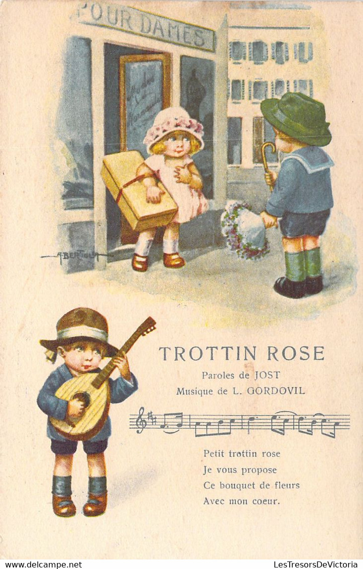 HUMOUR - Illustration Non Signée - Trottin Rose - Musicien - Partition - Enfants - Carte Postale Ancienne - Humour