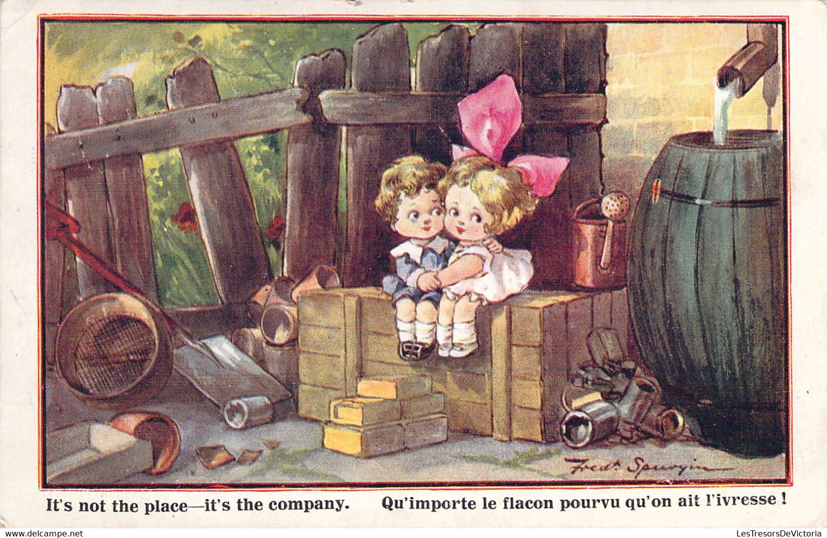 HUMOUR - Illustration Signée FRED SPURGIN - Qu'importe Le Flacon Pourvu L'ivresse - Enfants - Carte Postale Ancienne - Humour