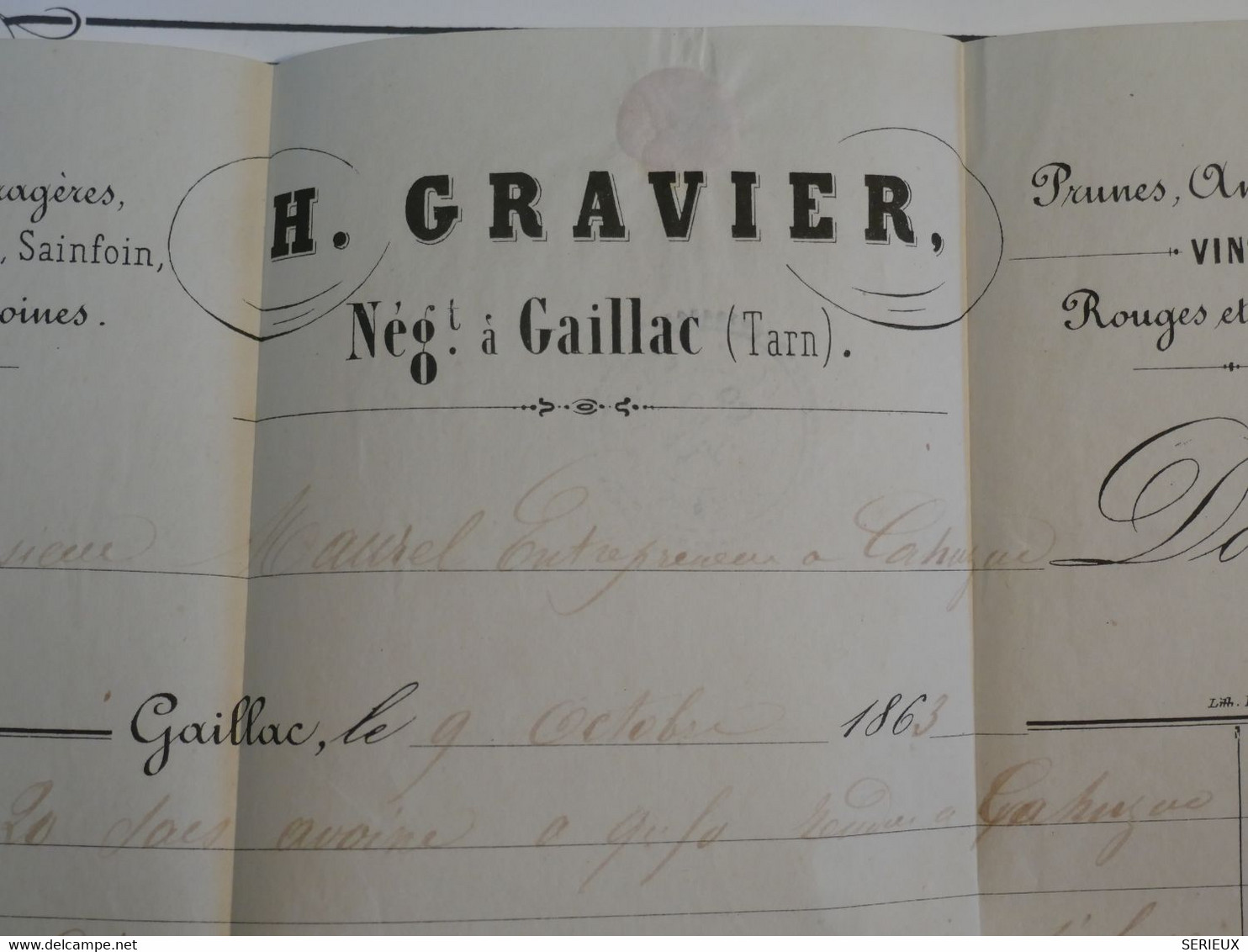 AP19 FRANCE  BELLE  LETTRE  RRR 1863 GAILLAC  A CAHUZAC  +NAP. 10C N°23 VARIETé FILET  ++ PAS COURANT++ - 1862 Napoléon III