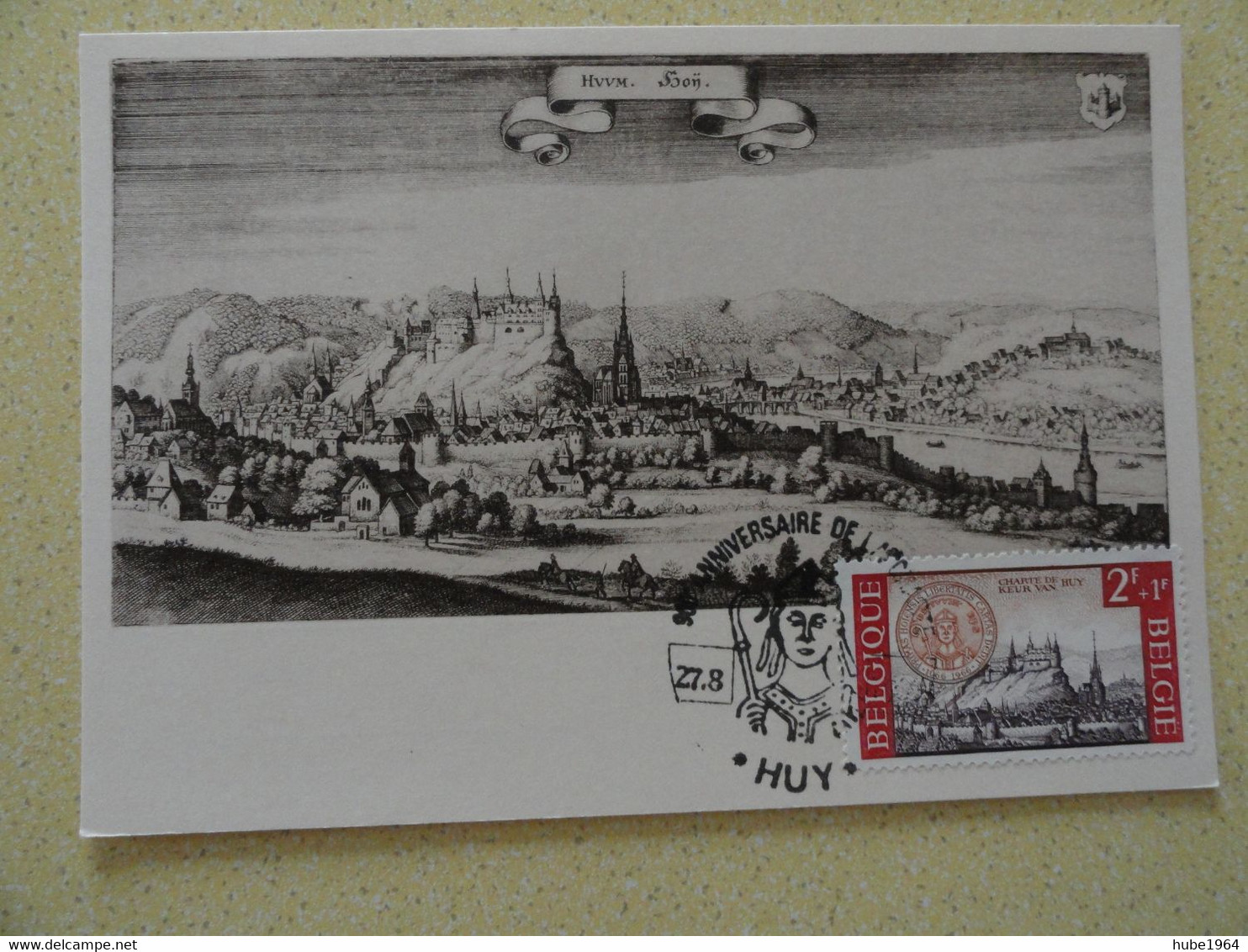 CARTE MAXIMUM CARD HUY GRAVURE DE MATHOCO MERIAN BELGIQUE - Engravings