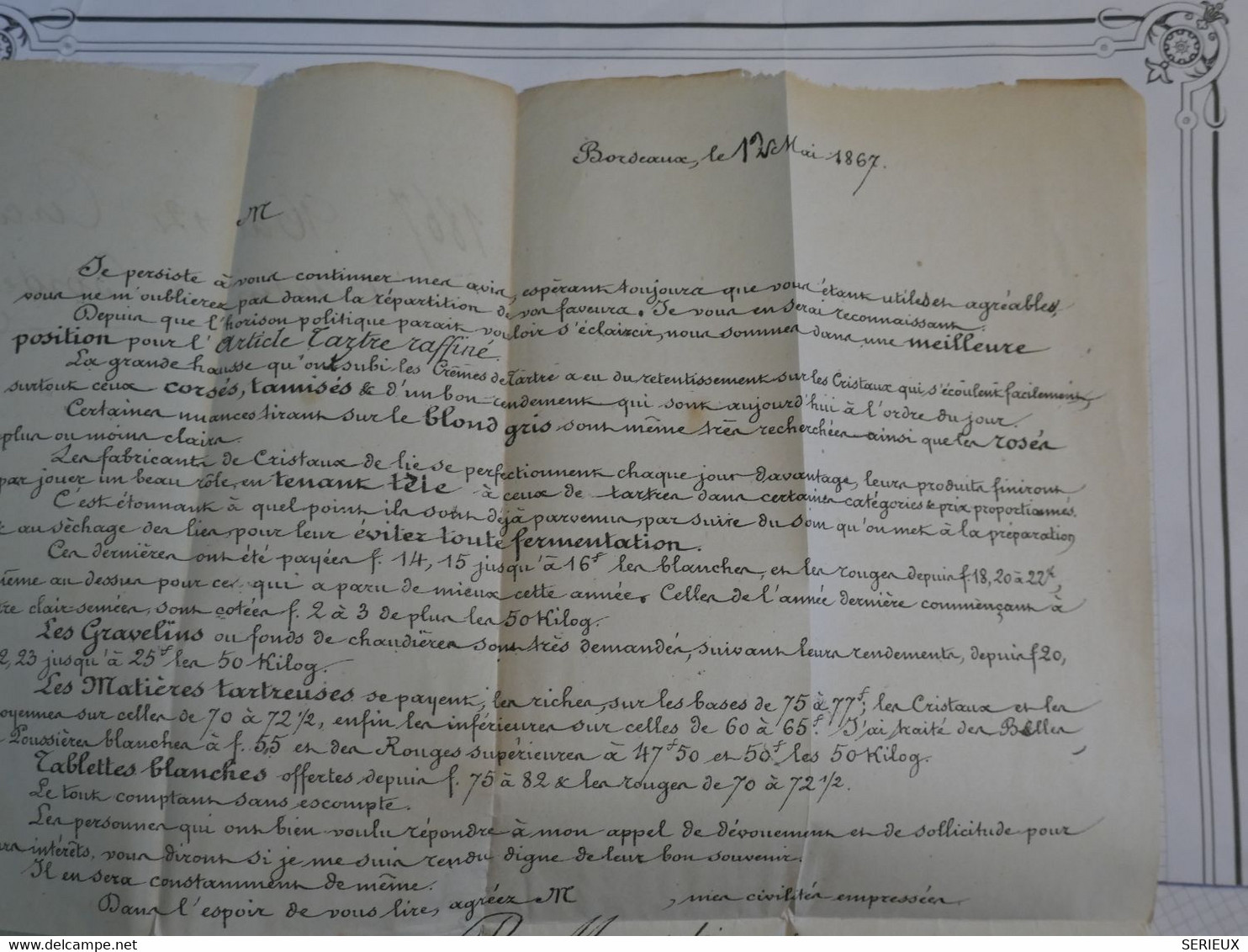 AP19 FRANCE  BELLE  LETTRE  RR SUR IMPRIMéS  1867 BORDEAUX + NAPOLEON  1C   ++ AFFRANCH. INTERESSANT ++ - 1862 Napoléon III