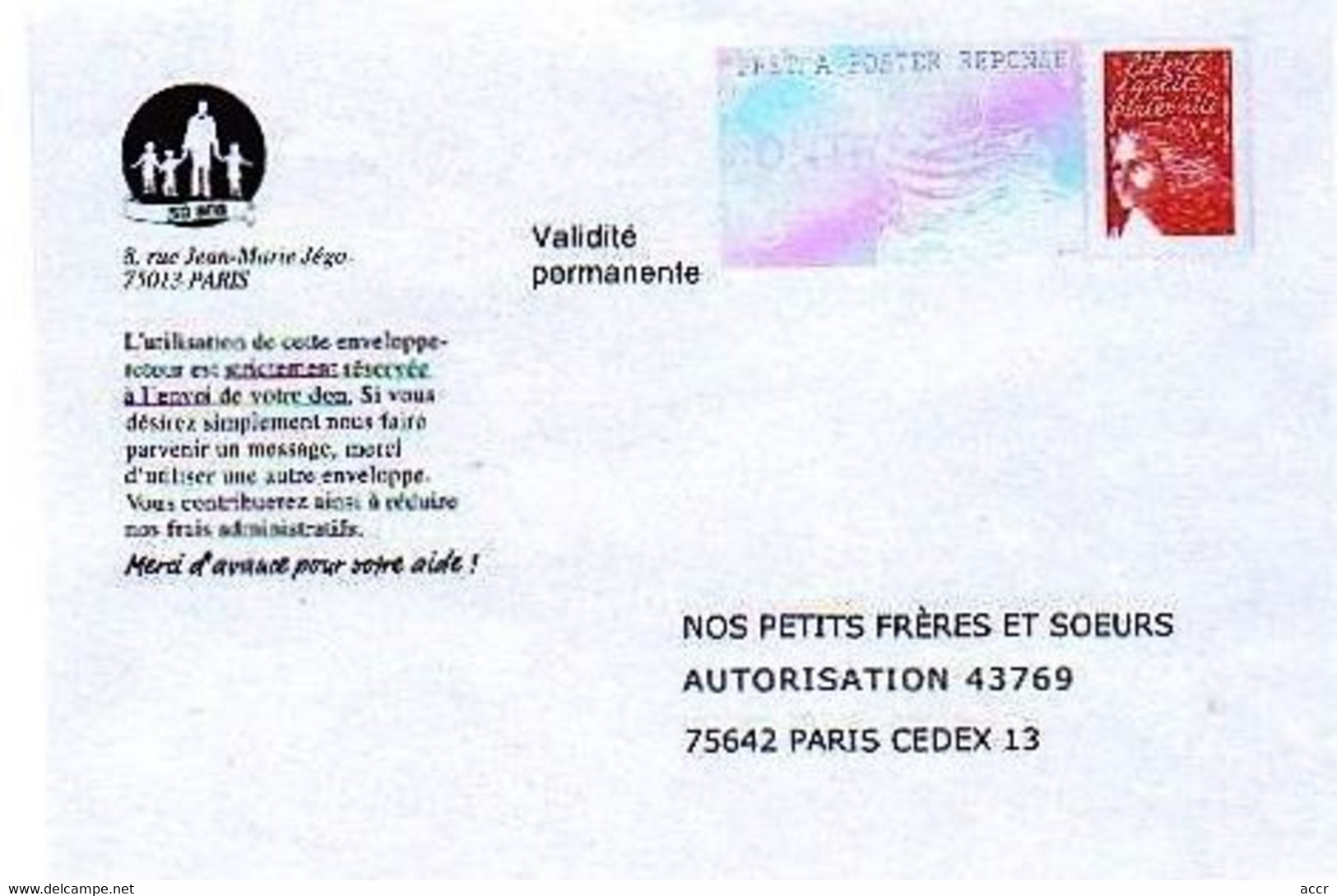Enveloppe PàP POSTREPONSE Nos Petits Frères Et Soeurs - PAP: Antwort/Luquet