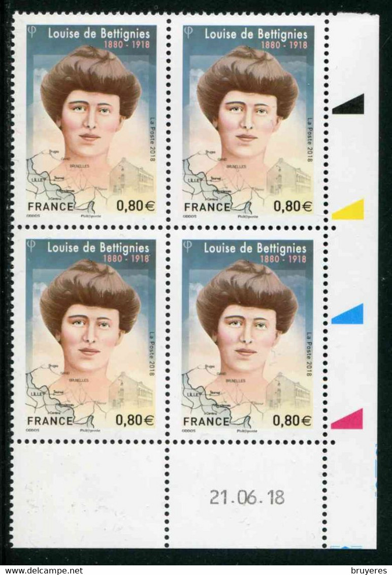 Bloc De 4 Timbres** Gommés De 2018 "0,80 € - LOUISE DE BELTIGNIES" Avec  Date 21 . 06 . 18 - 2010-2019