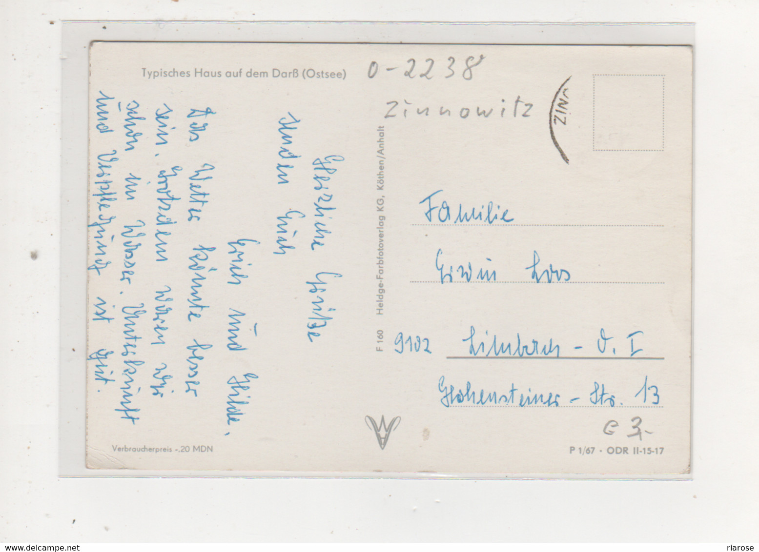 Antike Postkarte -   TYPISCHES HAUS AUF DEM DARß (OSTSEE) DDR1967 - Ribnitz-Damgarten