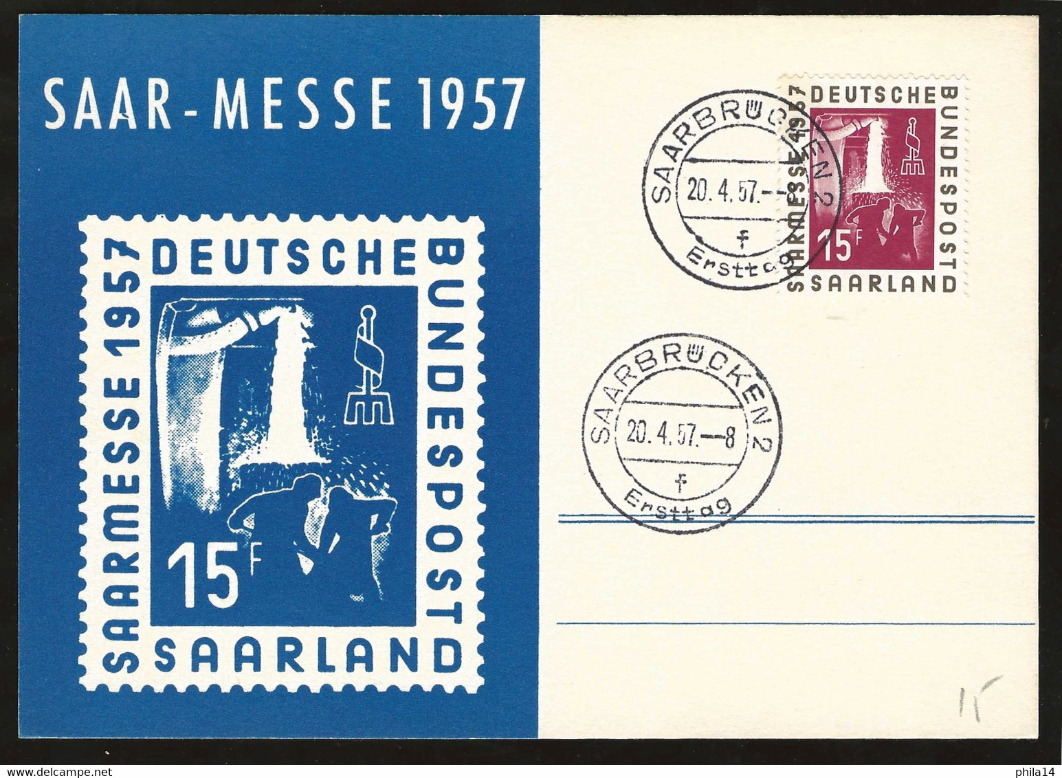 SP CARTE FONDERIE / SAAR MESSE 1957 / DEUTSCHE BUNDESPOST /  THEME MINERAUX / GEMS - Minéraux