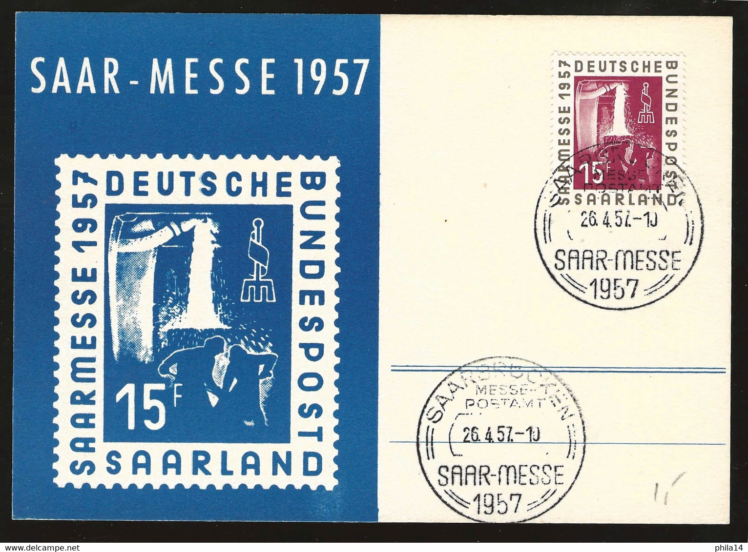 SP CARTE FONDERIE / SAAR MESSE 1957 / DEUTSCHE BUNDESPOST /  THEME MINERAUX / GEMS - Minéraux