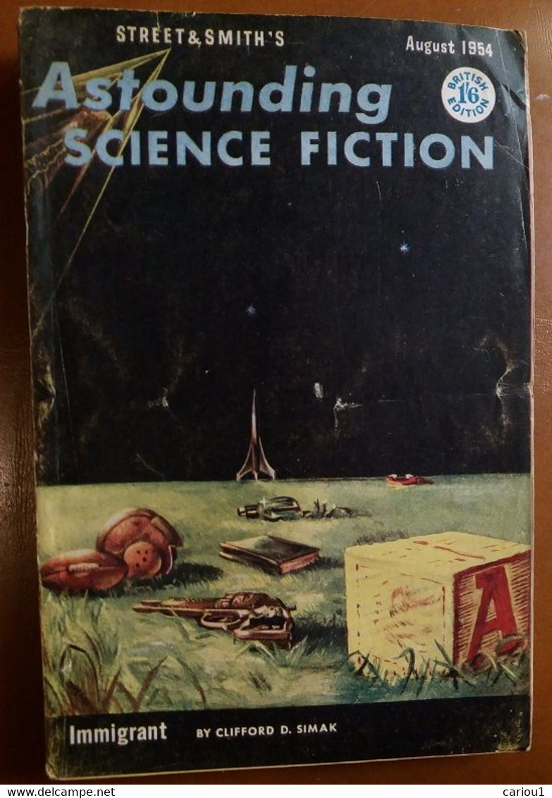 C1  ASTOUNDING Science Fiction UK BRE 08 1954 SF Pulp FREAS Miller SIMAK Asimov  Port Inclus France - Science-Fiction