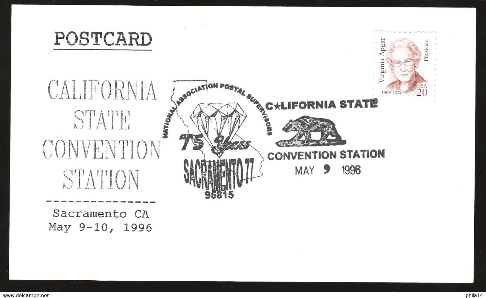 SP CARTE / USA / CALIFORNIA STATE CONVENTION STATION / THEME MINERAUX / GEMS / 1996 SACRAMENTO - Minéraux