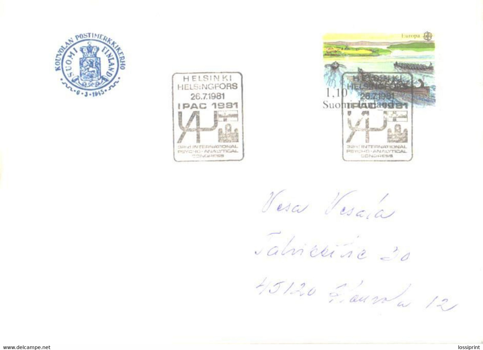 Finland:Cover, Special Cancellation IPAC 1981, EUROPA Cept - Tarjetas – Máximo