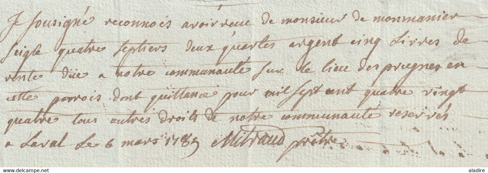 1783 - Quittance Signée Par Un Prêtre De Laval - Règne De Louis XVI - ... - 1799