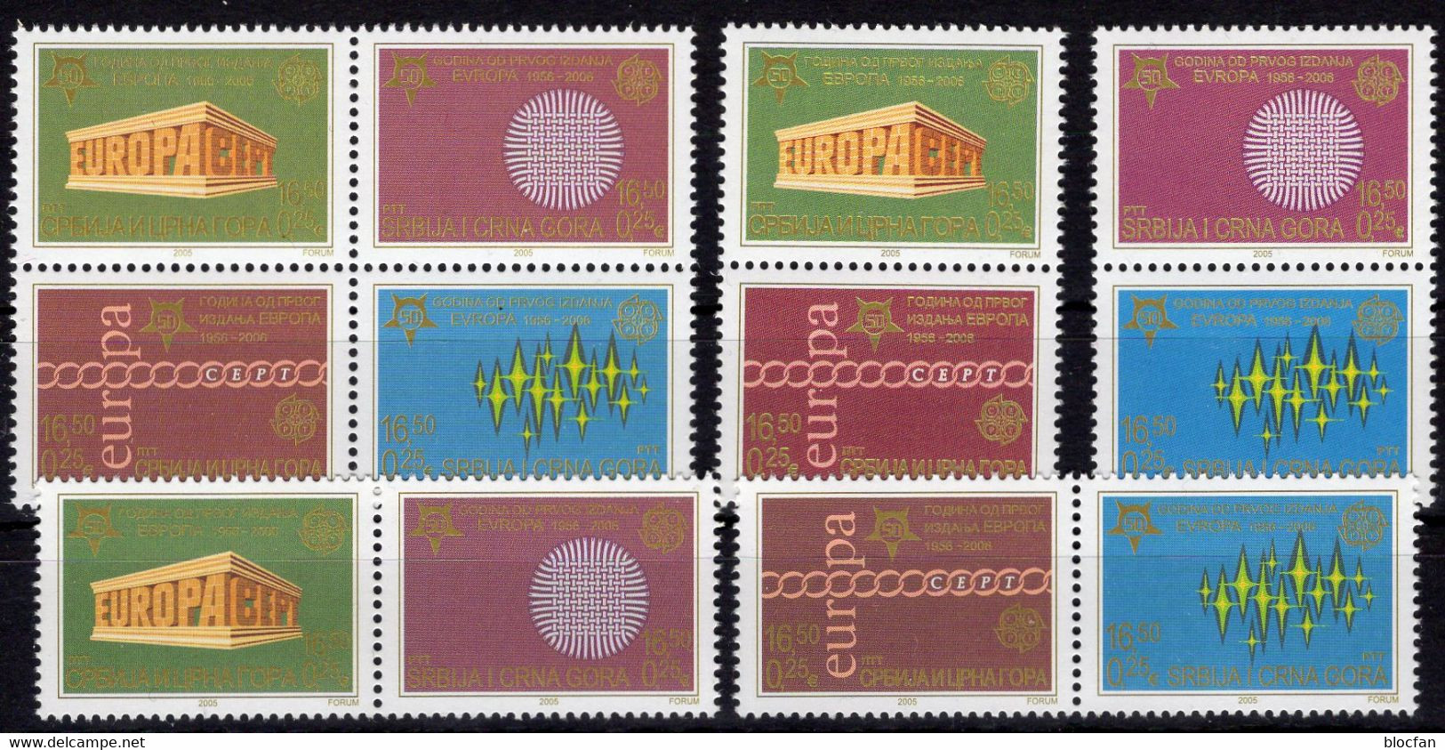 CEPT 2006 Serbia 4ZD+4-Block A ** 24€ Stamps On Stamp YU1361 1380 1417 1457 Bloc Hoja Bloque Ms Se-tenant Bf EUROPA - Lots & Serien