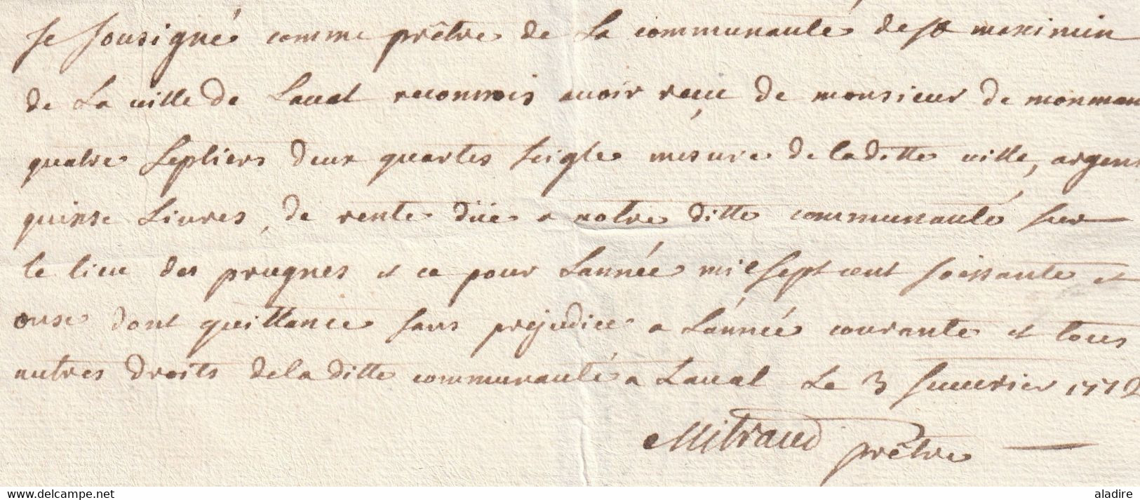 1772 - Quittance Signée Par Un Prêtre De Laval - Règne De Louis XV - ... - 1799