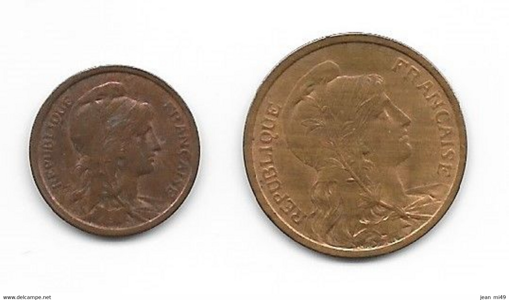 FRANCE  - Lot De 2 Monnaies 1914 - 1 Et 2 Centimes - Dupuis - 1914 - Andere & Zonder Classificatie