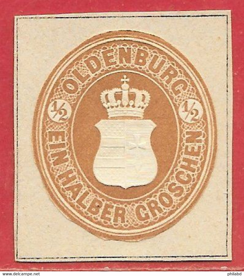 Oldenbourg Découpe D'entier Postal / Post Cut Squares N°1 0,5s Brun 1860 (*) - Oldenbourg