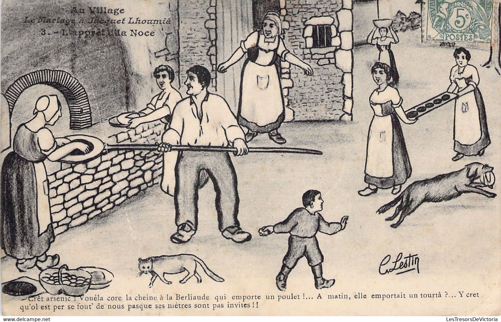 HUMOUR - Au Village - 3 - L'appret De La Noce - Illustration C Lestin - Carte Postale Ancienne - Humour