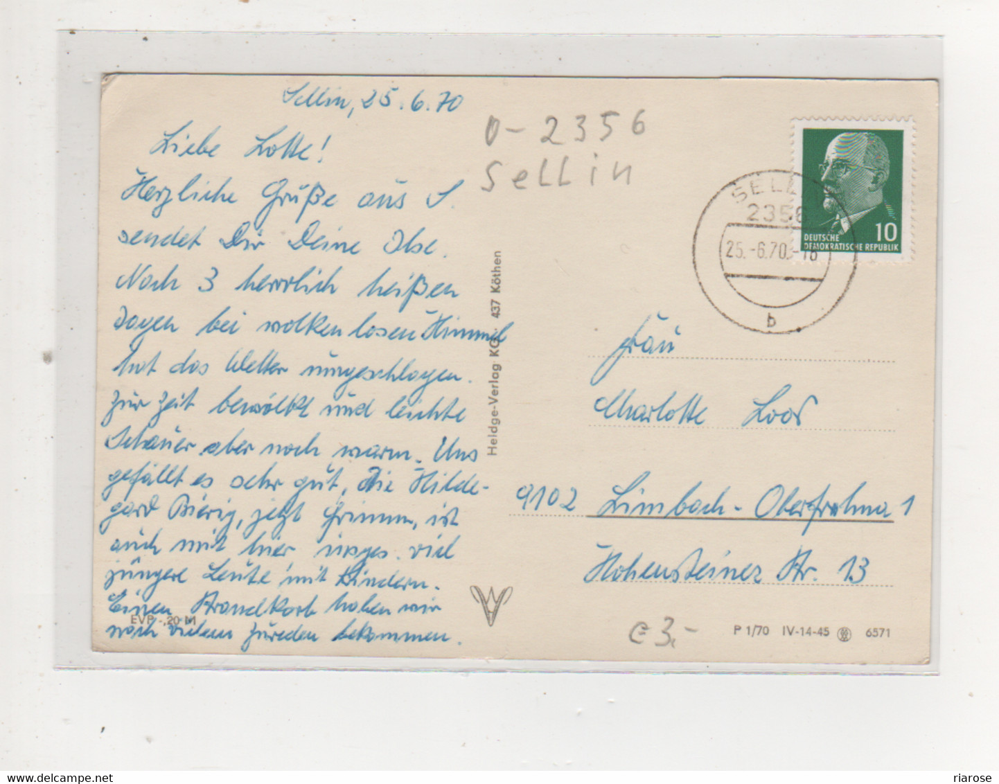Antike Postkarte -    SELLIN( RÜGEN) DDR 1970 - Sellin