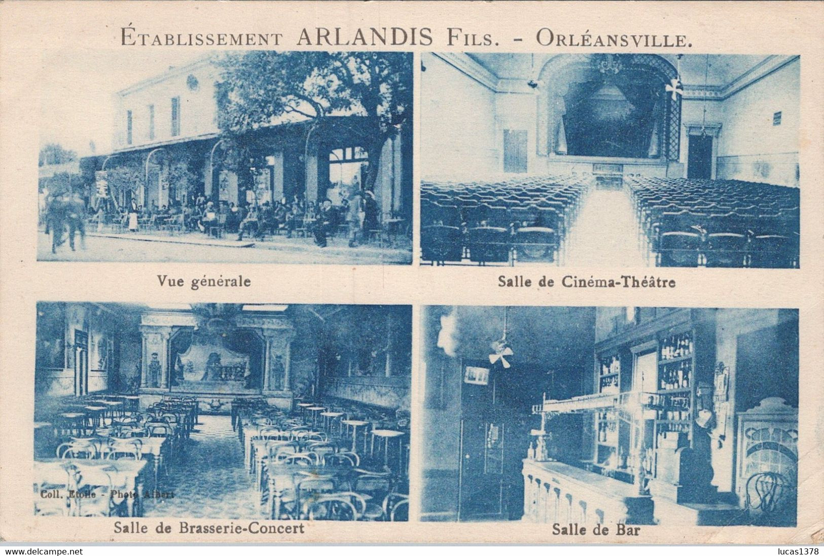 ORLEANSVILLE ETABLISSEMENT ARLANDIS BRASSERIE BAR CINEMA THEATRE / RARE + - Chlef (Orléansville)