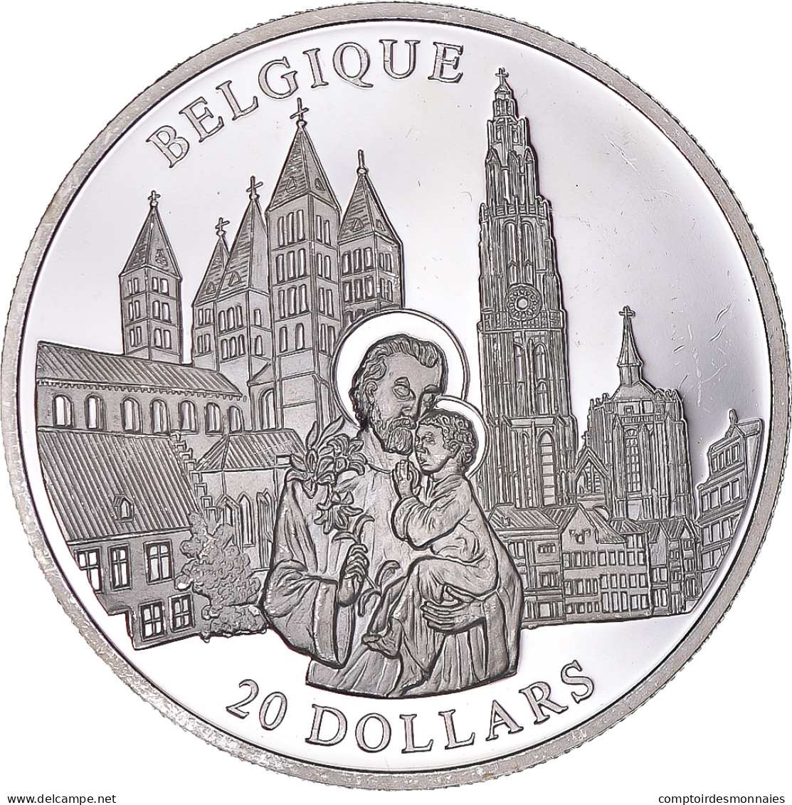 Monnaie, Libéria, 20 Dollars, 2001, Belgium, SPL, Argent - Liberia