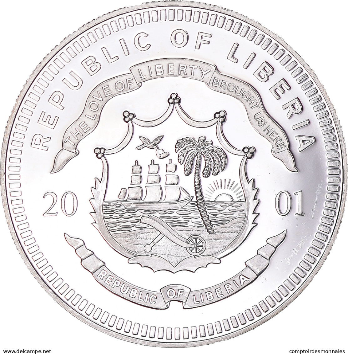 Monnaie, Libéria, 20 Dollars, 2001, Belgium, SPL, Argent - Liberia