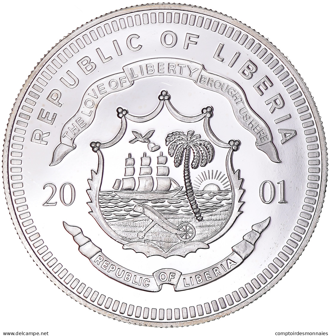 Monnaie, Libéria, 20 Dollars, 2001, Portugal, SPL, Argent - Liberia