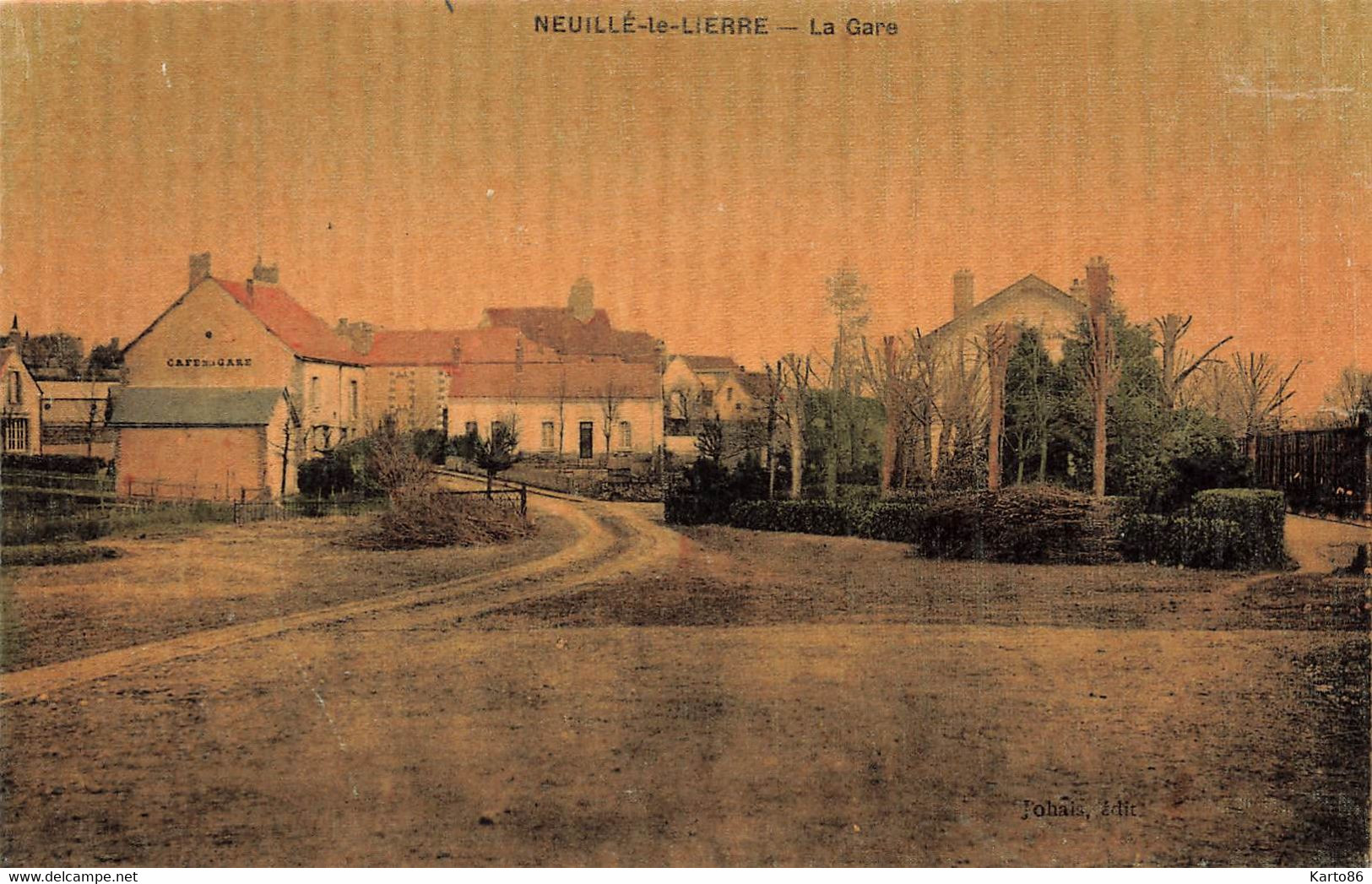 Neuillé Le Lierre * Vue Sur La Gare * Ligne Chemin De Fer * Cpa Toilée Colorisée - Neuvy-le-Roi