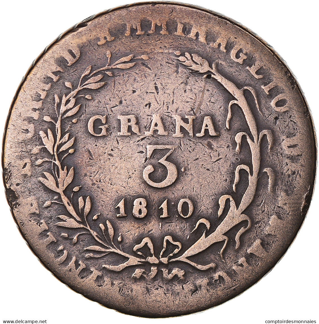 Monnaie, États Italiens, NAPLES, Joachim Murat, 3 Grana, 1810, TB, Cuivre - Napoléonniennes