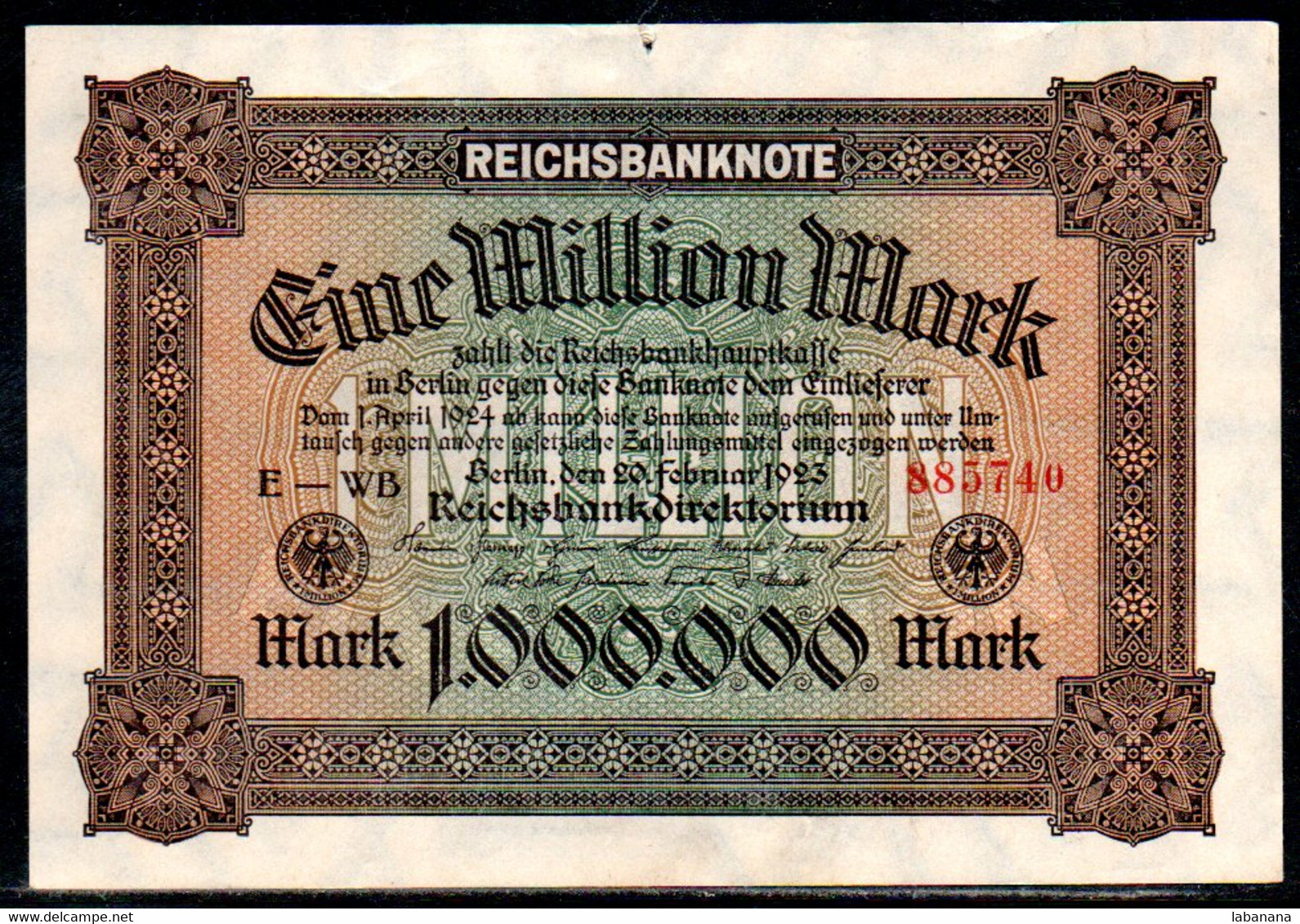 659-Allemagne 1m De Mark 1923 E-WB - 1 Miljoen Mark