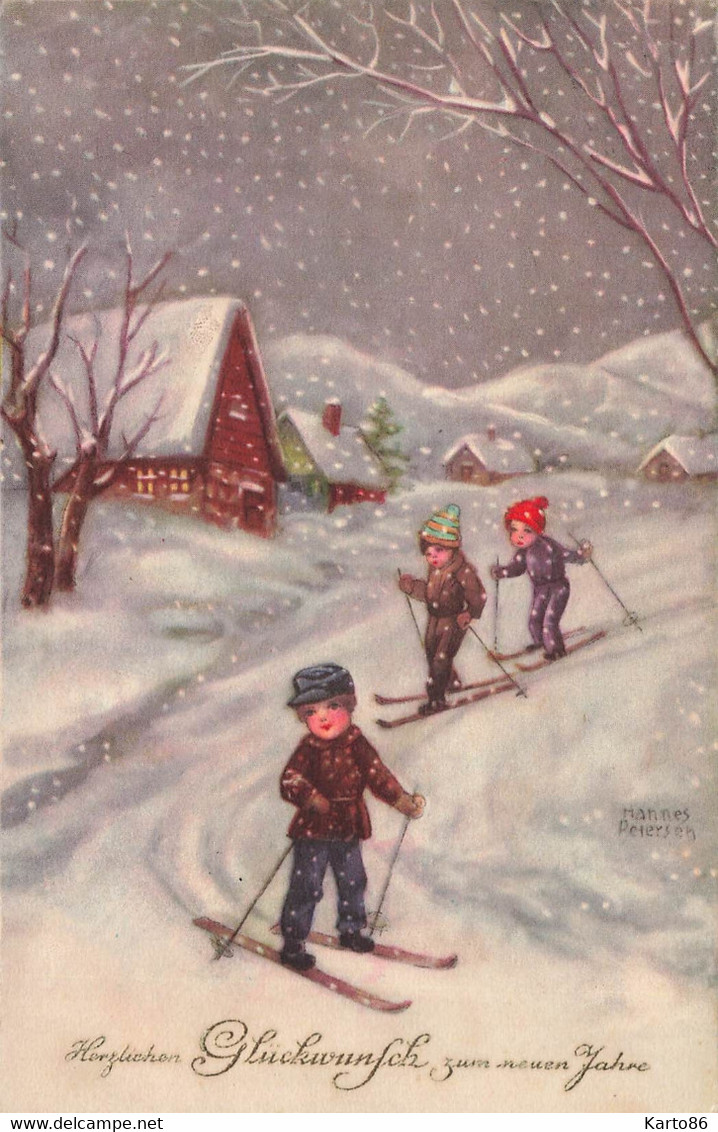 Hannes PETERSEN * CPA Illustrateur Petersen Série 5327 * Joyeux NOEL Noël * Enfants Ski Sports D'hiver Neige - Petersen, Hannes