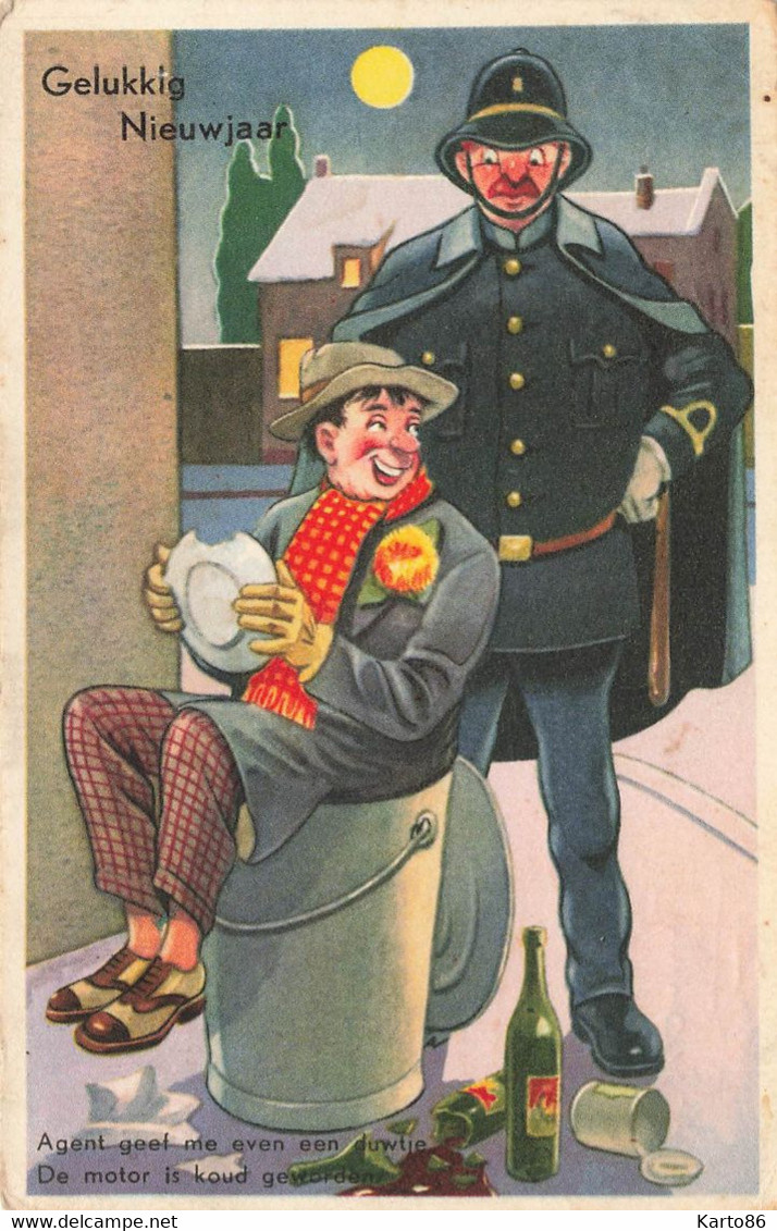 Métier Police * CPA Illustrateur Humoristique Humour * Policier Et Ivrogne ! * Alcoolisme Alcool - Police - Gendarmerie