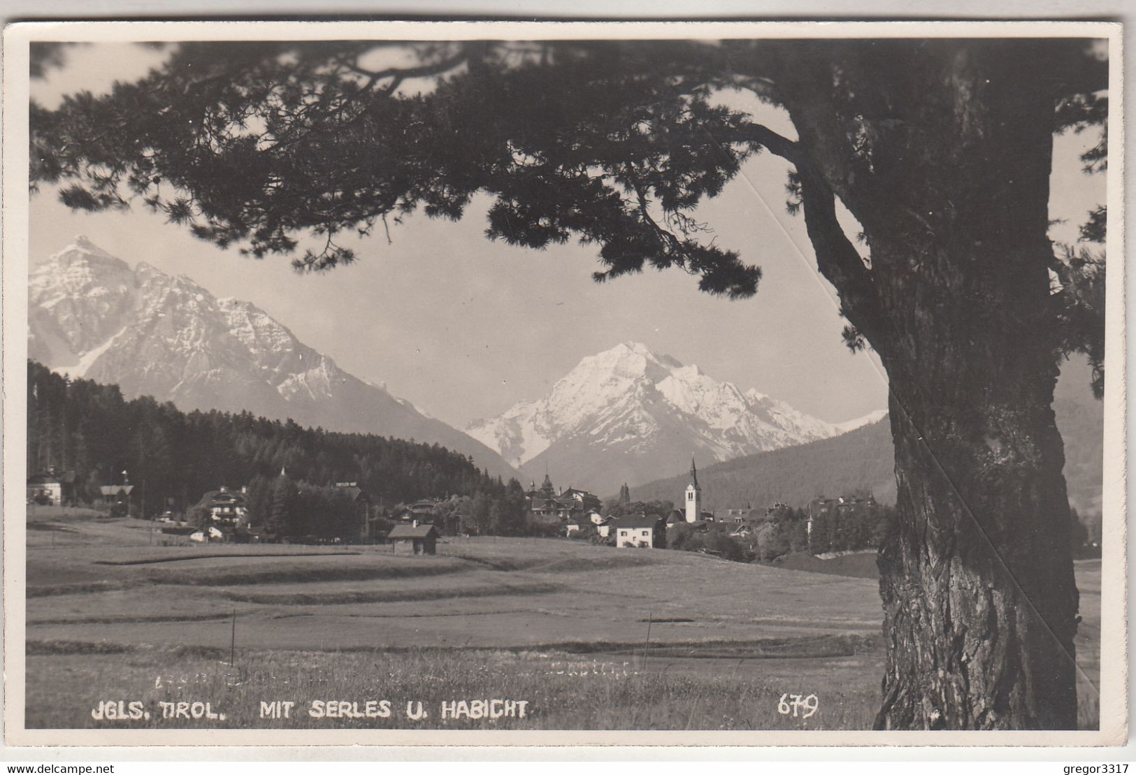 C5411) IGLS - Tirol - Kirche Wenige Häuser Mit Serles Und Habicht ALT 1942 - Igls