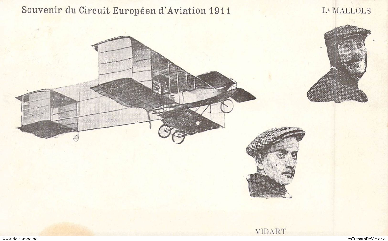 Aviateur - Aviation - Souvenirs Du Circuit D'aviation 1911 - Lt Mallols - Mr Vidart - Carte Postale Ancienne - Aviateurs