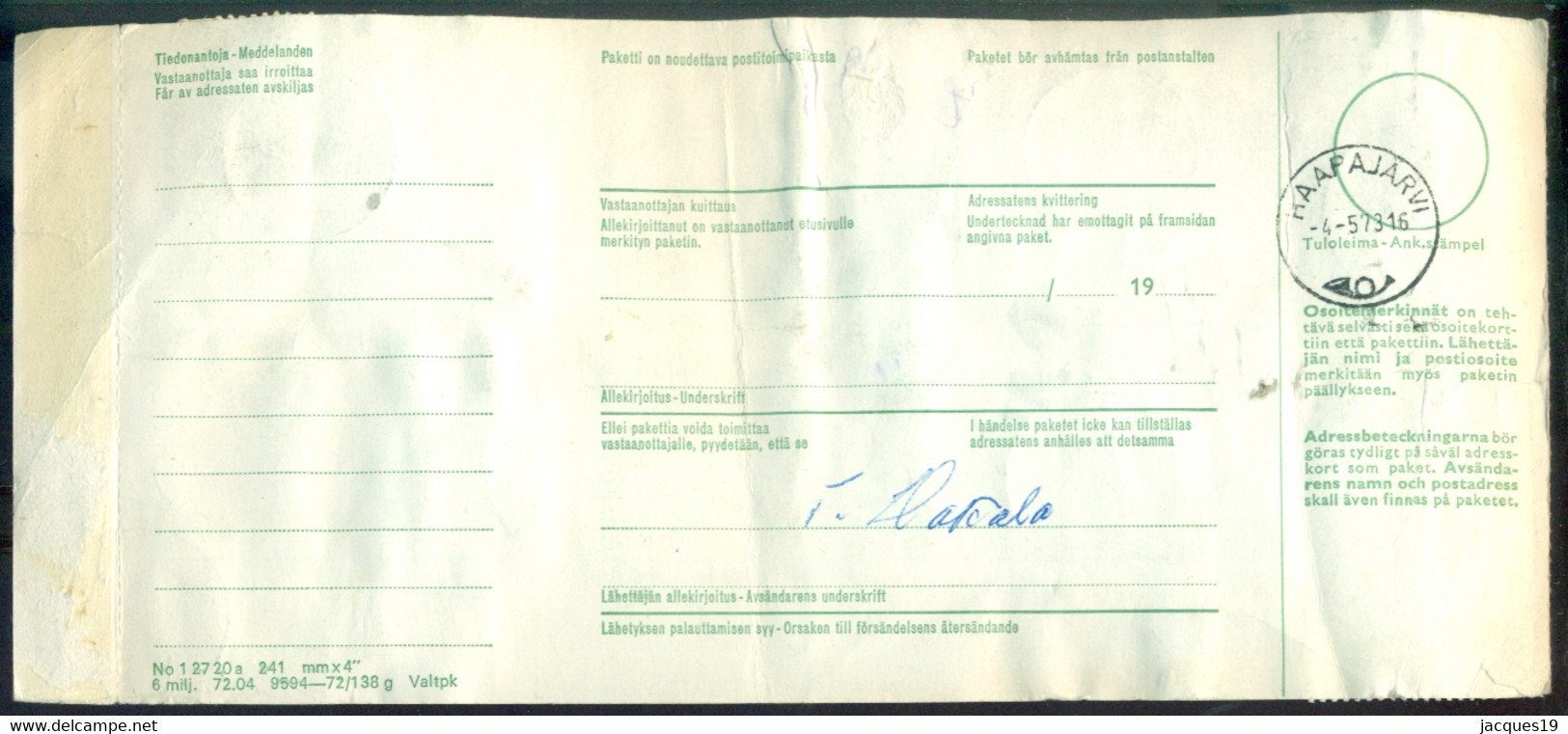 Finland 1973 Vrachtbrief Voor Breekbare Goederen - Cartas & Documentos