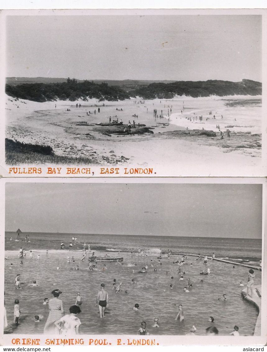 East London 2 Cards Real Photo Fullers Bay Beach And Orient Swimming Pool - Afrique Du Sud