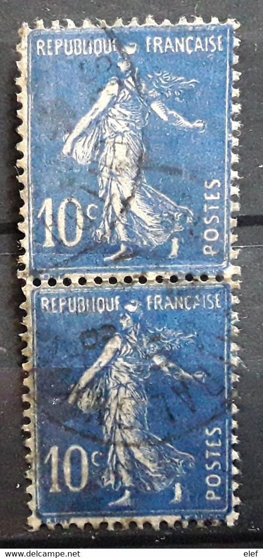 VARIETE Sur Paire Semeuse 10 C Bleu Outremer  Yvert 279 , RECTO VERSO Partiel O TOULOUSE CENTRAL, Haute Garonne TB - Used Stamps