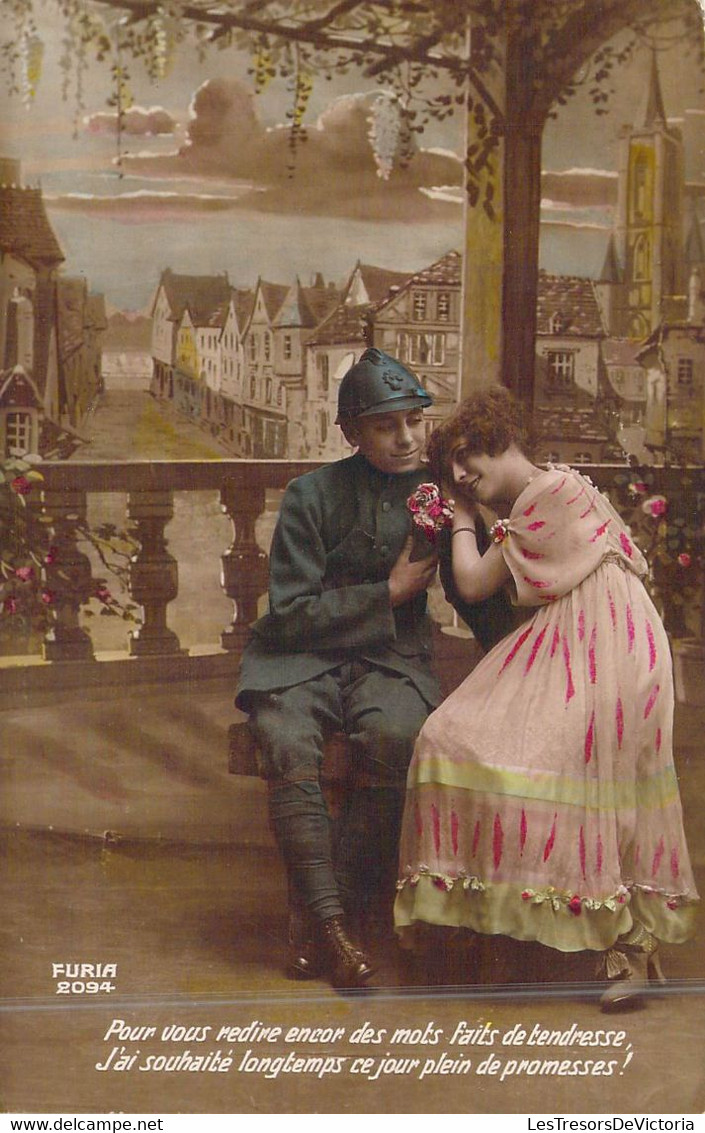 Militaria - Couple - Militaire - Képi - Carte Postale Ancienne - Patriotiques