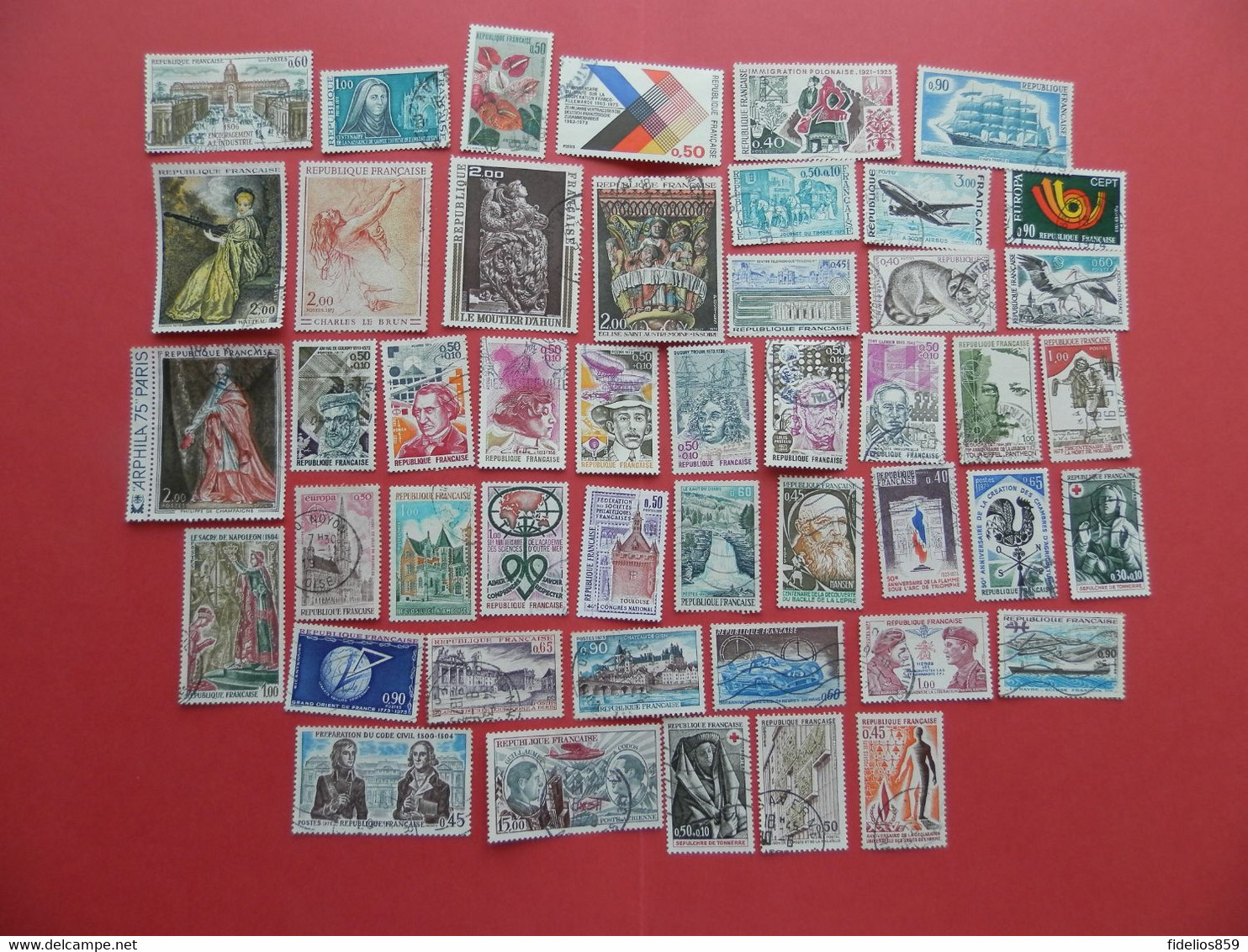 FRANCE OBLITERES : ANNEE COMPLETE 1973 SOIT 46 TIMBRES POSTE DIFFERENTS + PA 48  1ER CHOIX - 1970-1979